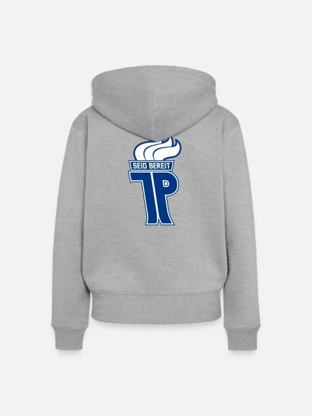 JP - Junge Pioniere Abzeichen (einfarbig) - Frauen Premium Bio Zip Hoodie - Grau meliert