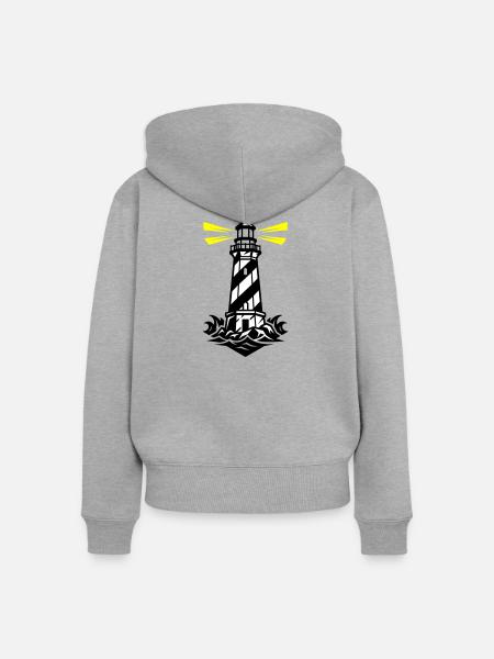 Leuchtturm Küste Symbol - Frauen Premium Bio Zip Hoodie - Grau meliert