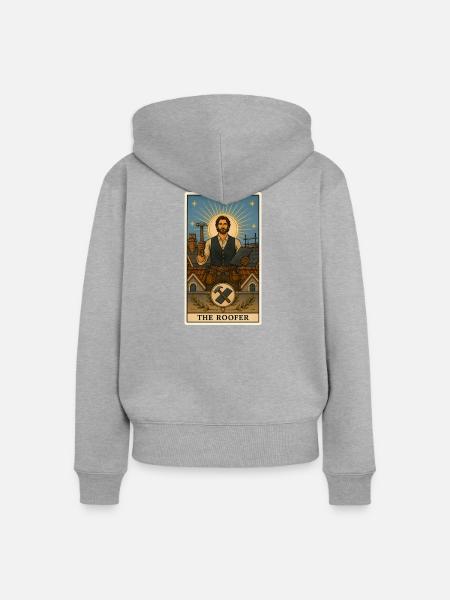 Dachdecker | Dach Handwerk Tarot - Frauen Premium Bio Zip Hoodie - Grau meliert