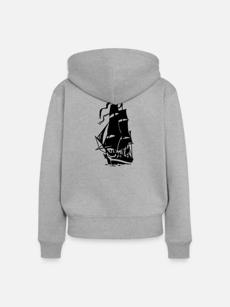 Segelschiff - Frauen Premium Bio Zip Hoodie - Grau meliert