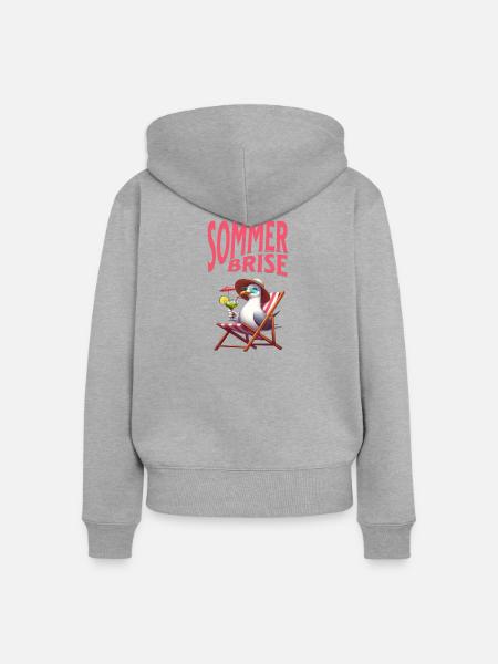 Sommerbrise - Möwe mit einem Cocktail - Frauen Premium Bio Zip Hoodie - Grau meliert