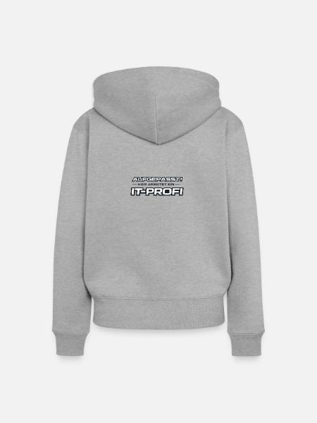 Aufgepasst IT-Profi - Frauen Premium Bio Zip Hoodie - Grau meliert
