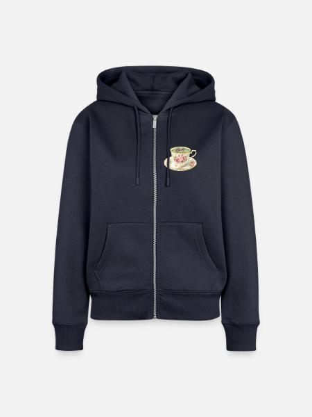Rosentee-Tasse Spruchdesign Reali-tea - Frauen Premium Bio Zip Hoodie - Navy