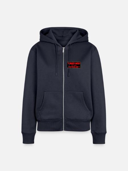 FAHRRAD FINGER WEG AUFKLEBER - Frauen Premium Bio Zip Hoodie - Navy