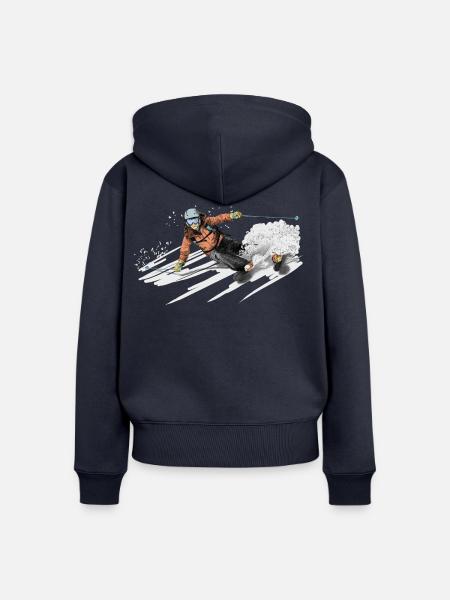 ski - Frauen Premium Bio Zip Hoodie - Navy