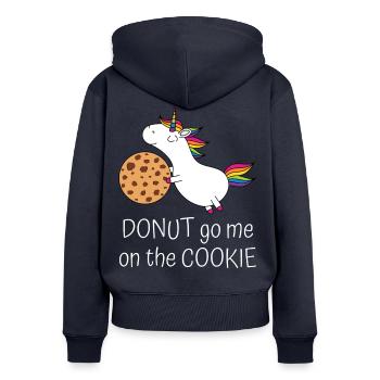 Donut go me on the cookie - Einhorn Keks - Frauen Premium Bio Zip Hoodie - Navy - Hinten