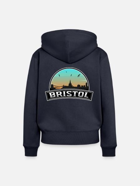 Bristol England Skyline Britisches Souvenir - Frauen Premium Bio Zip Hoodie - Navy