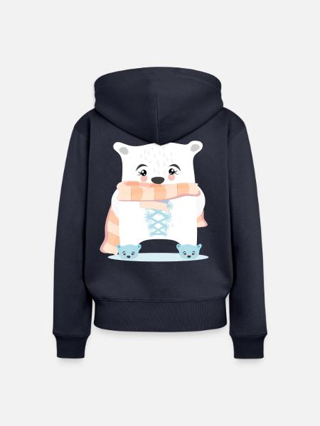 Dirndl Eisbären - Frauen Premium Bio Zip Hoodie - Navy