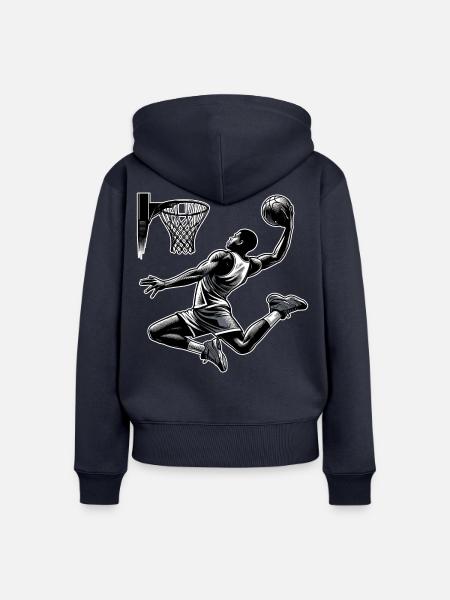 Basketball Dunking Geschenk - Frauen Premium Bio Zip Hoodie - Navy