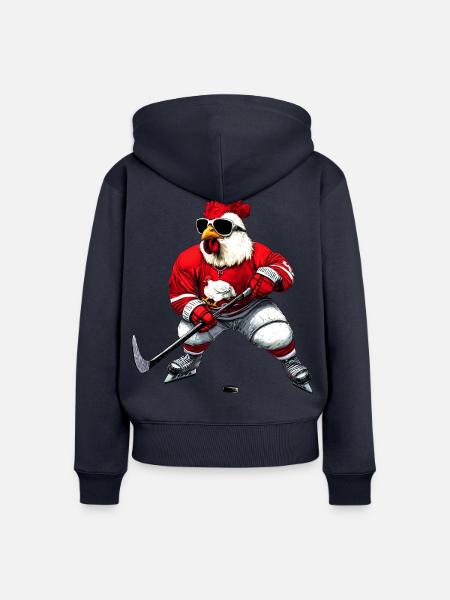 Huhn Eishockey - Frauen Premium Bio Zip Hoodie - Navy