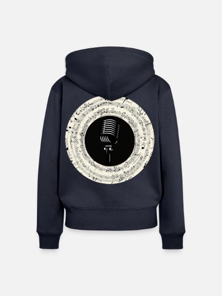 Mikrofon Musiknoten Kunst - Frauen Premium Bio Zip Hoodie - Navy