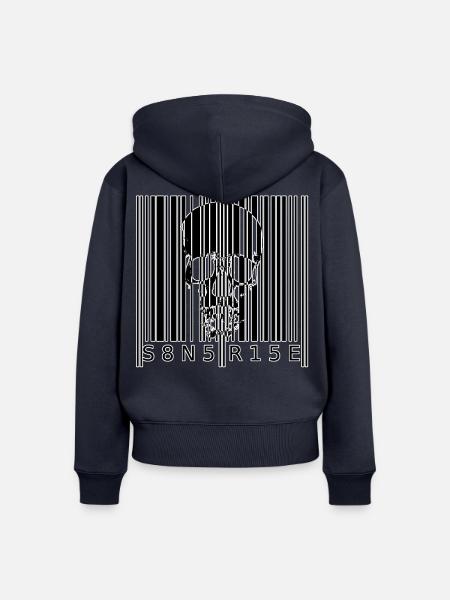 S8N5 R15E Dämonischer Barcode Streetstyle - Frauen Premium Bio Zip Hoodie - Navy