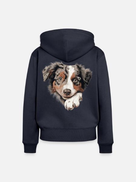 Verspieltes Hündchen-Porträt - Frauen Premium Bio Zip Hoodie - Navy