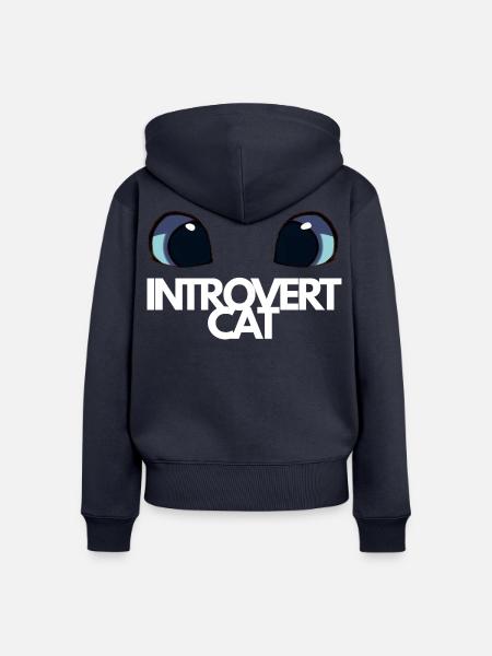 Introvertierter Katzenblaue Augen - Frauen Premium Bio Zip Hoodie - Navy