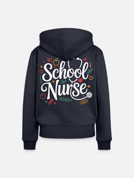 Schulkrankenschwester Motiv Handlettering - Frauen Premium Bio Zip Hoodie - Navy
