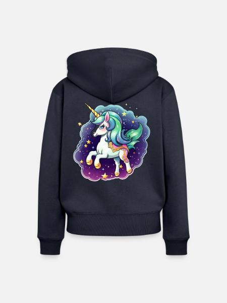 Sternenunicorn im Farbnebel - Frauen Premium Bio Zip Hoodie - Navy