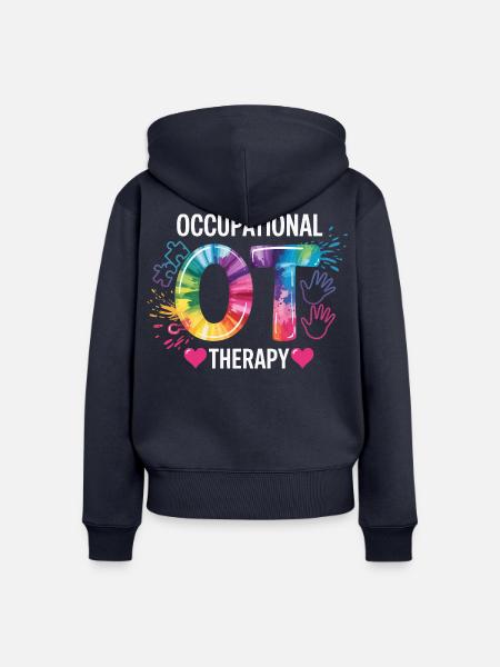 Buntes OT Logo Ergotherapie - Frauen Premium Bio Zip Hoodie - Navy