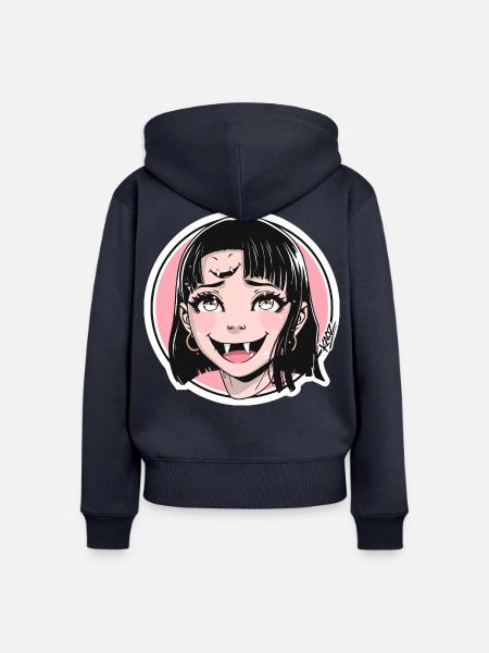 Vampirmädchen Pop Art Sticker - Frauen Premium Bio Zip Hoodie - Navy