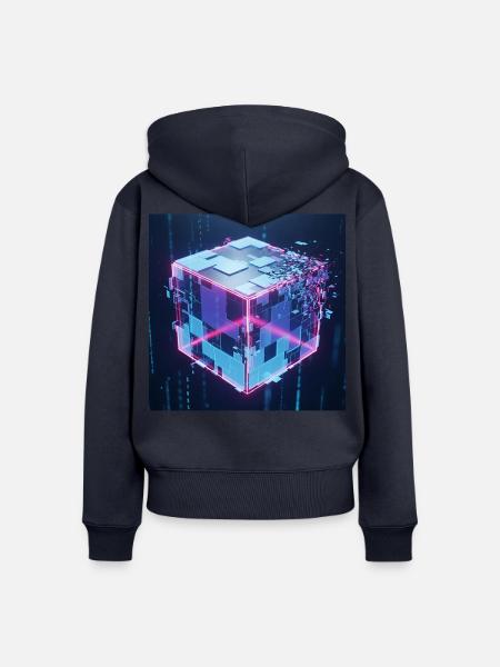 Digitaler Würfel Technologie Digital Cube Tech - Frauen Premium Bio Zip Hoodie - Navy