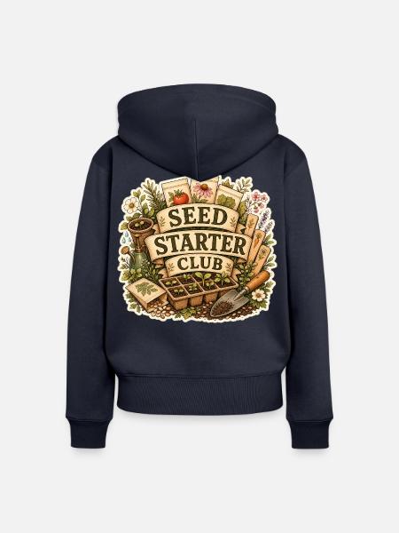 SEED STARTER CLUB Pflanzen - Frauen Premium Bio Zip Hoodie - Navy