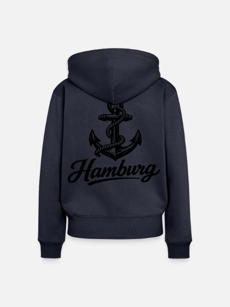 Hamburg Anker - Frauen Premium Bio Zip Hoodie - Navy