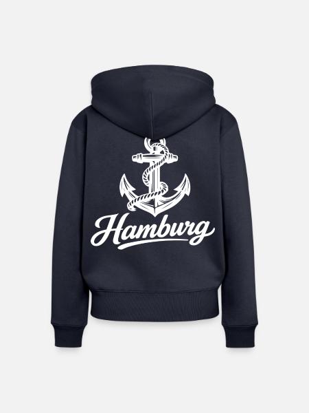 Hamburg Anker - Frauen Premium Bio Zip Hoodie - Navy