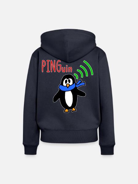 Pinguin lustiger IT Witz Netzwerk-Humor - Frauen Premium Bio Zip Hoodie - Navy