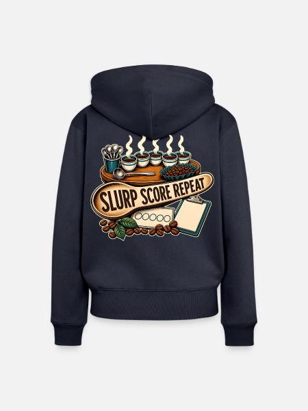 SLURP SCORE REPEAT - Frauen Premium Bio Zip Hoodie - Navy