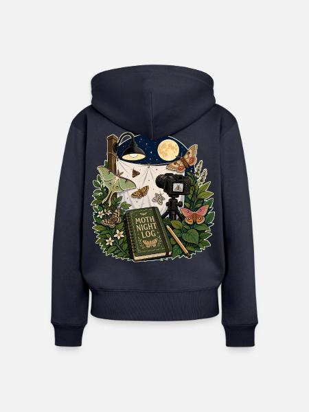 MOTH NIGHT LOG - Frauen Premium Bio Zip Hoodie - Navy