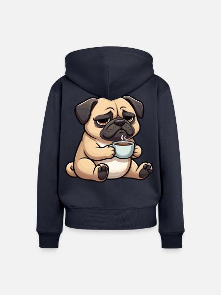 Mops Möpse Mopsbesitzer Mopsliebhaber Mopshalter - Frauen Premium Bio Zip Hoodie - Navy