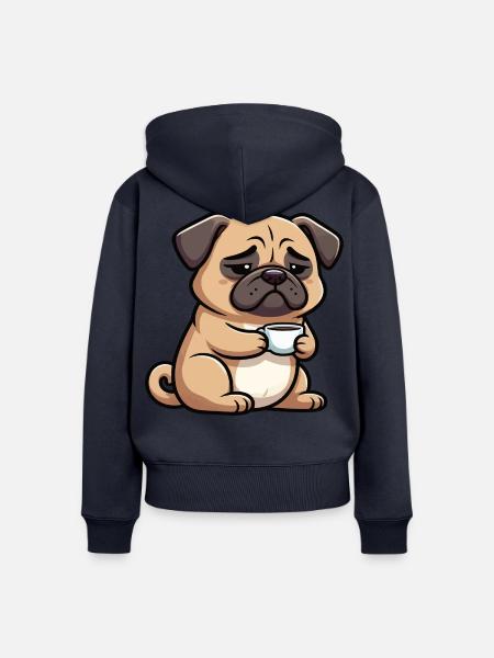 Mops Möpse Mopsbesitzer Mopsliebhaber Mopshalter - Frauen Premium Bio Zip Hoodie - Navy
