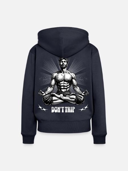 Don't Trip-_Man_yoga_lotus_pose - Frauen Premium Bio Zip Hoodie - Navy