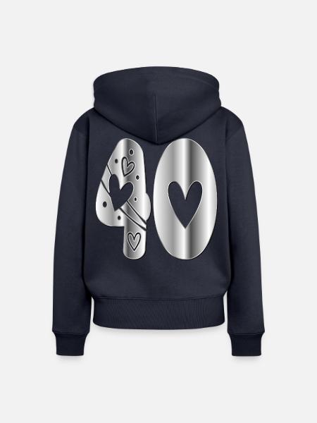 Vierzig Zahl 40 - Frauen Premium Bio Zip Hoodie - Navy