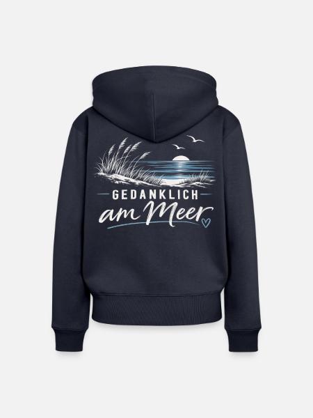 Gedanklich am Meer - Frauen Premium Bio Zip Hoodie - Navy