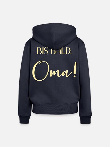 Baby Ankündigung Oma - Frauen Premium Bio Zip Hoodie - Navy