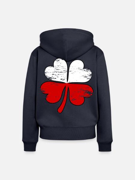 Polen Flagge Kleeblatt used - Frauen Premium Bio Zip Hoodie - Navy