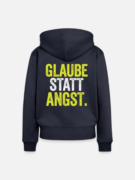 Glaube statt Angst – Markus 5,36 - Frauen Premium Bio Zip Hoodie - Navy