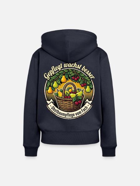 Obstbaum Pfleger - Frauen Premium Bio Zip Hoodie - Navy