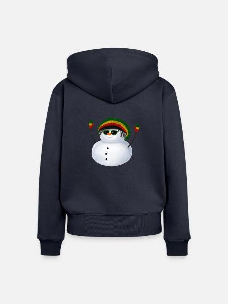 Rasta Schneemann - Mit Sonnenbrille - Frauen Premium Bio Zip Hoodie - Navy