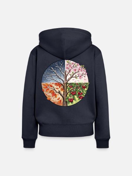 4 Jahreszeiten Baum - Frauen Premium Bio Zip Hoodie - Navy