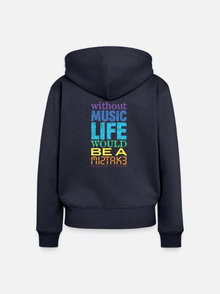 music . . . Nietzsche Sinnspruch - Frauen Premium Bio Zip Hoodie - Navy