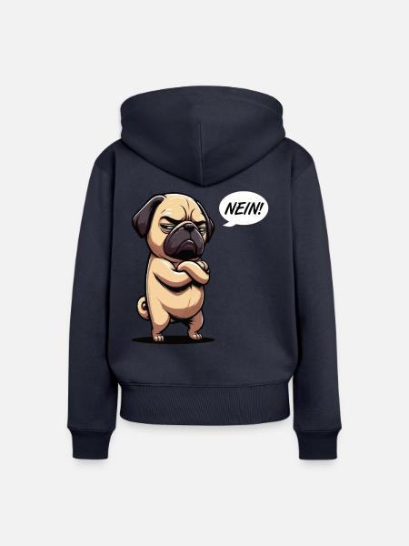 Nein Mops Möpse Mopsbesitzer Mopsliebhaber Mopsfan - Frauen Premium Bio Zip Hoodie - Navy