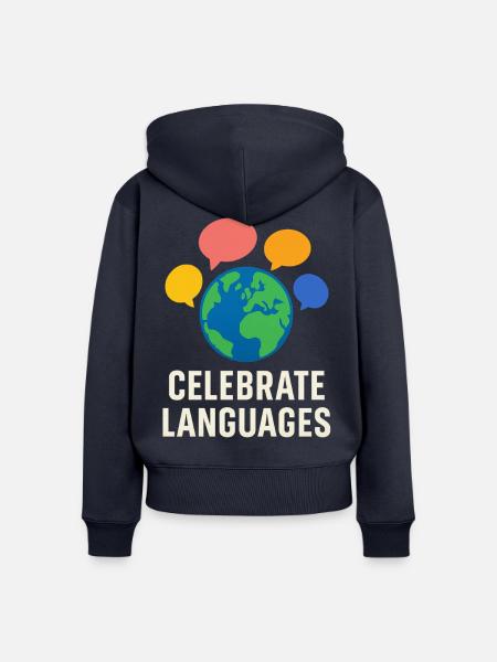 Weltsprachen feiern Grafik - Frauen Premium Bio Zip Hoodie - Navy