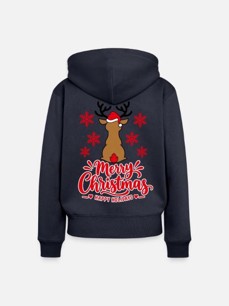Merry Christmas Rentier – Weihnachten - Frauen Premium Bio Zip Hoodie - Navy