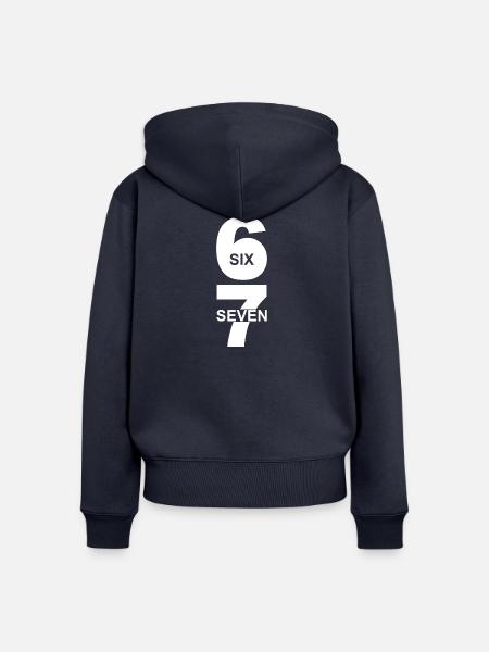 Six Seven - 67 - Meme - Basketball - 6-7 - Frauen Premium Bio Zip Hoodie - Navy