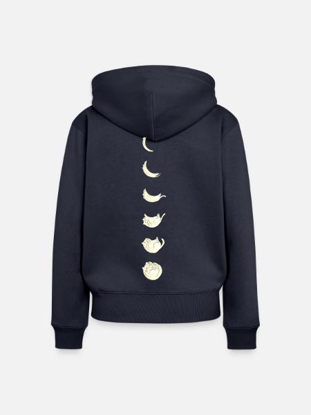 Mondkatze - Frauen Premium Bio Zip Hoodie - Navy
