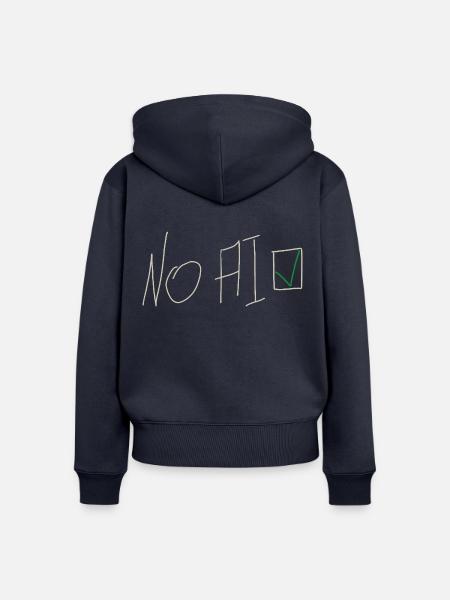 No AI - Handschrift - Frauen Premium Bio Zip Hoodie - Navy