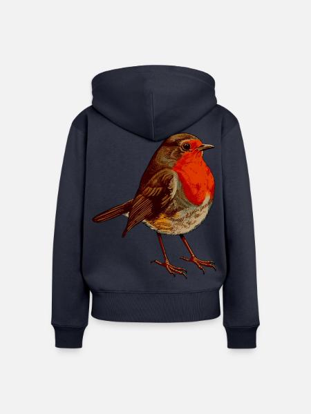 Rotkehlchen Vintage Design für Gartenfans - Frauen Premium Bio Zip Hoodie - Navy