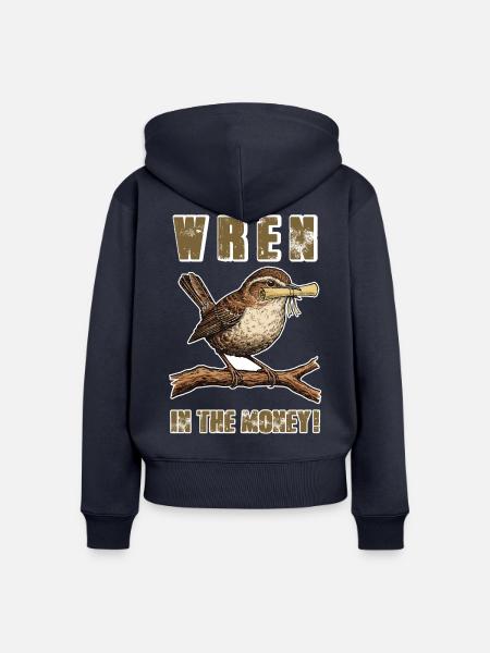 Zaunkönig im Geld-Humor - Frauen Premium Bio Zip Hoodie - Navy