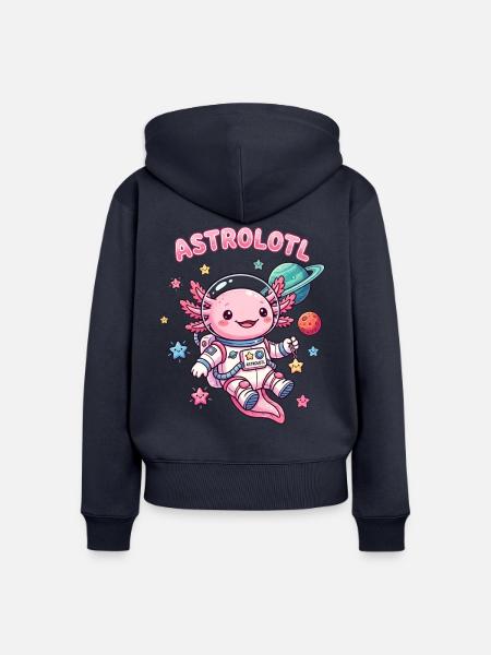 Astrolotl – süßes Axolotl im Weltall - Frauen Premium Bio Zip Hoodie - Navy